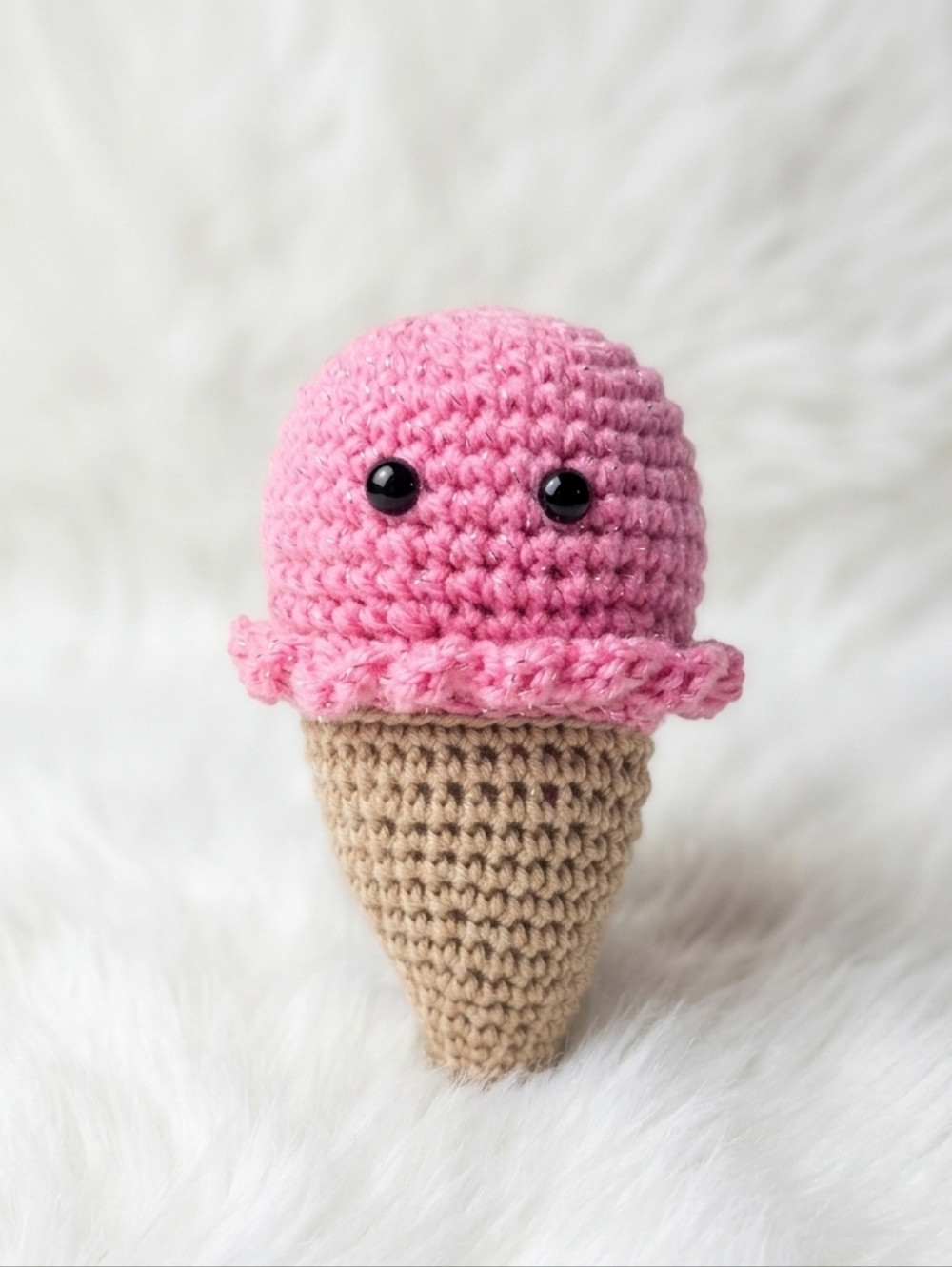 Handmade Pink Crochet Ice Cream Plush Toy